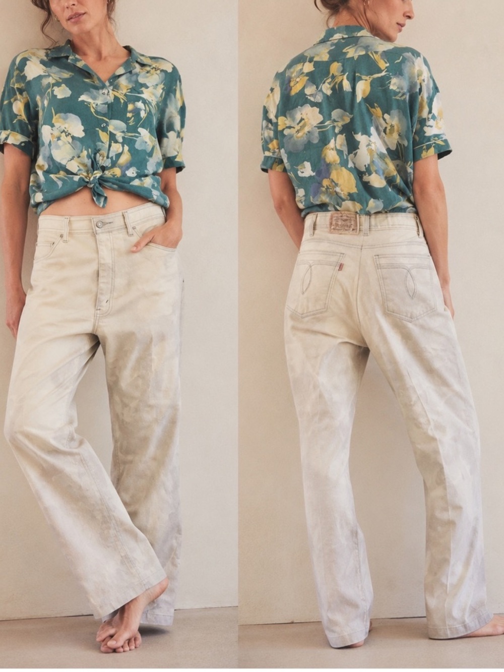 Vintage Levi’s Fashion Jeans Custom Bleached Gray Bleached Denim W36 L29